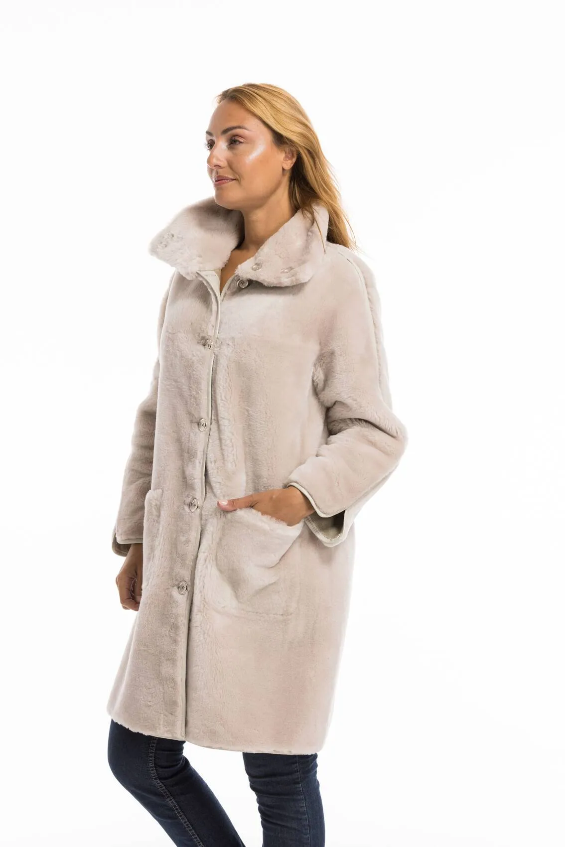 Women's beige sheepskin coat greta