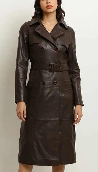 Women's Darcy Tailored Leather Trench Coat