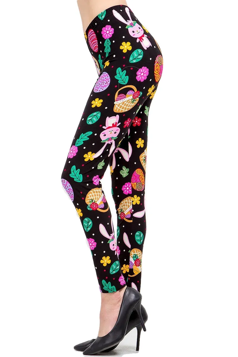 Women's Plus Cute Bunny & Easter Egg Pattern Print Leggings