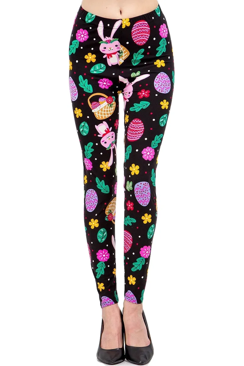 Women's Plus Cute Bunny & Easter Egg Pattern Print Leggings