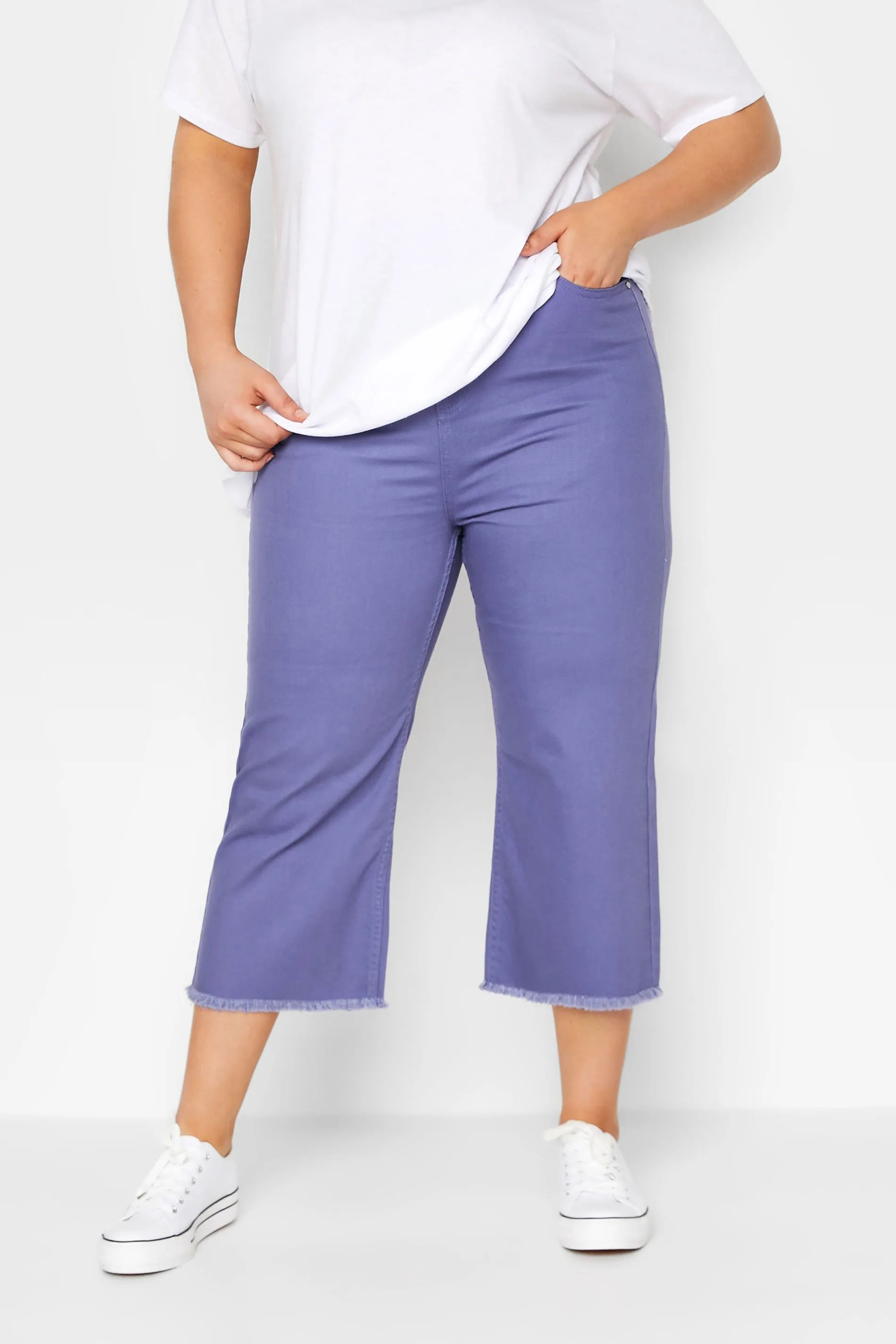 YOURS Curve Purple Stretch Cropped Jeans