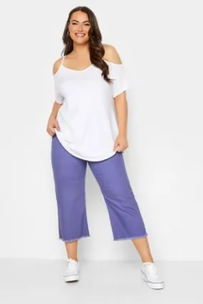 YOURS Curve Purple Stretch Cropped Jeans